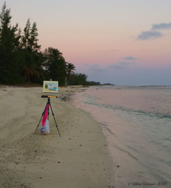 Easel is set and waiting for the moon to rise. © Nelia 